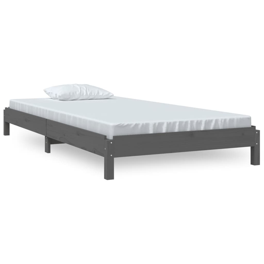 ležaj sivi 75x190 cm od masivne borovine