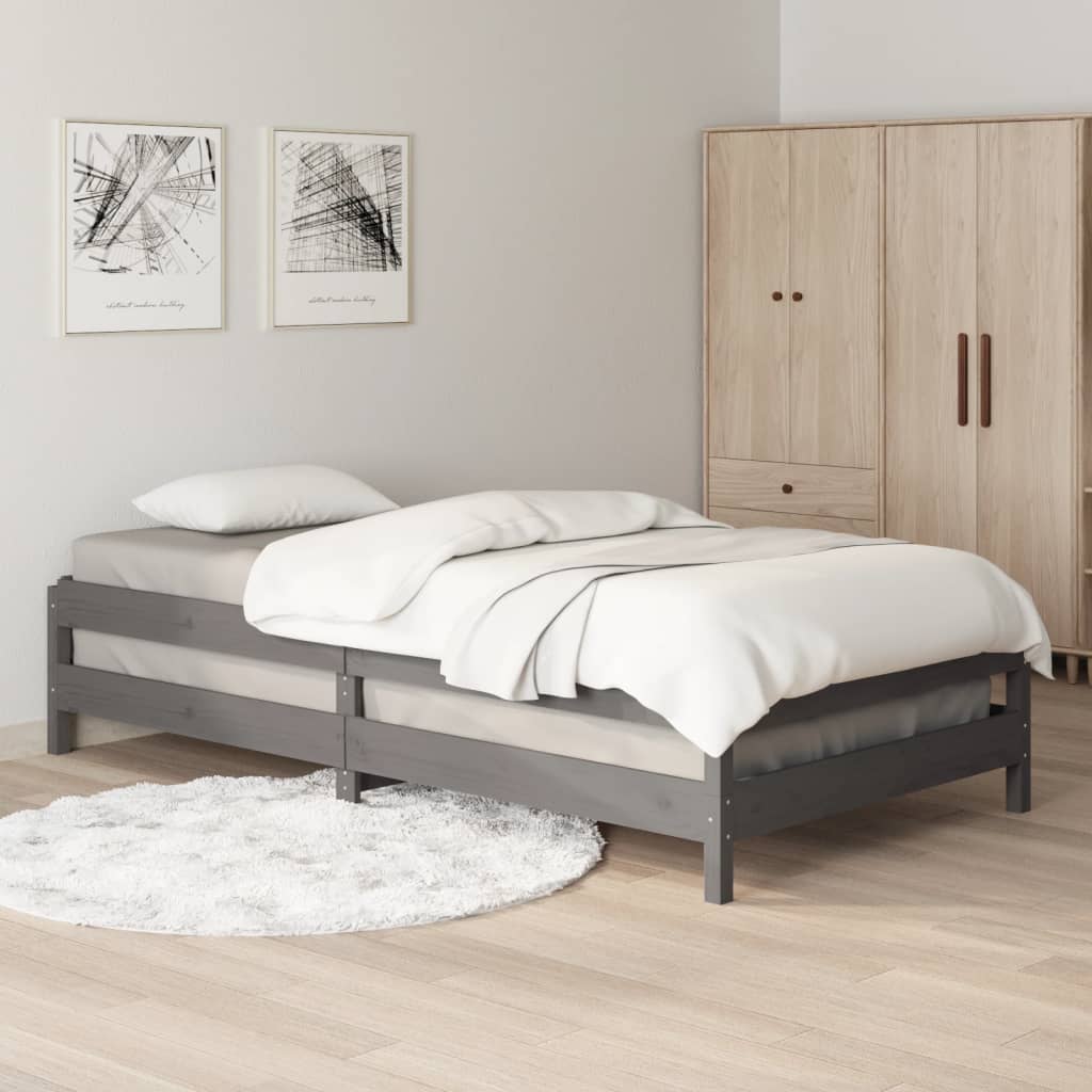 ležaj sivi 75x190 cm od masivne borovine