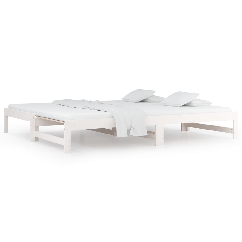 Dnevni ležaj na izvlačenje bijeli 2x(80x200)cm masivna borovina