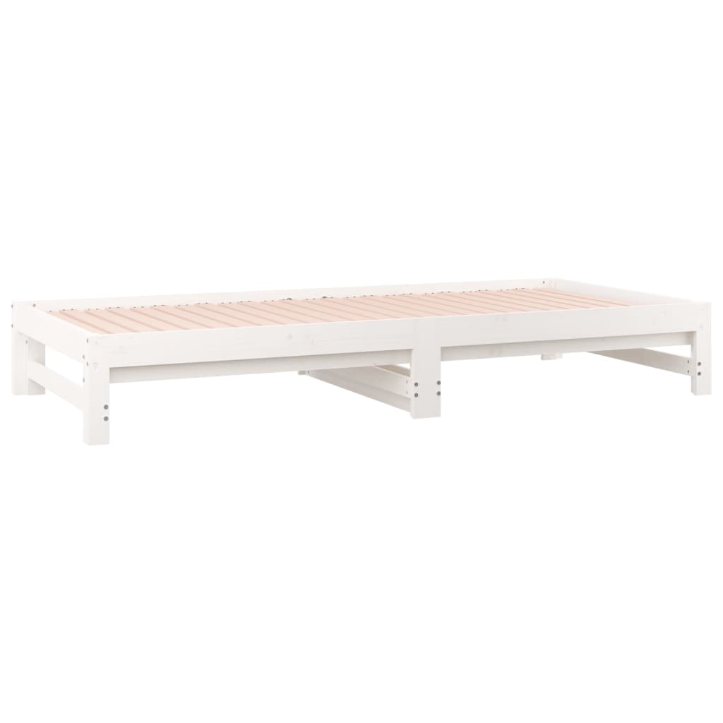 Dnevni ležaj na izvlačenje bijeli 2x(80x200)cm masivna borovina