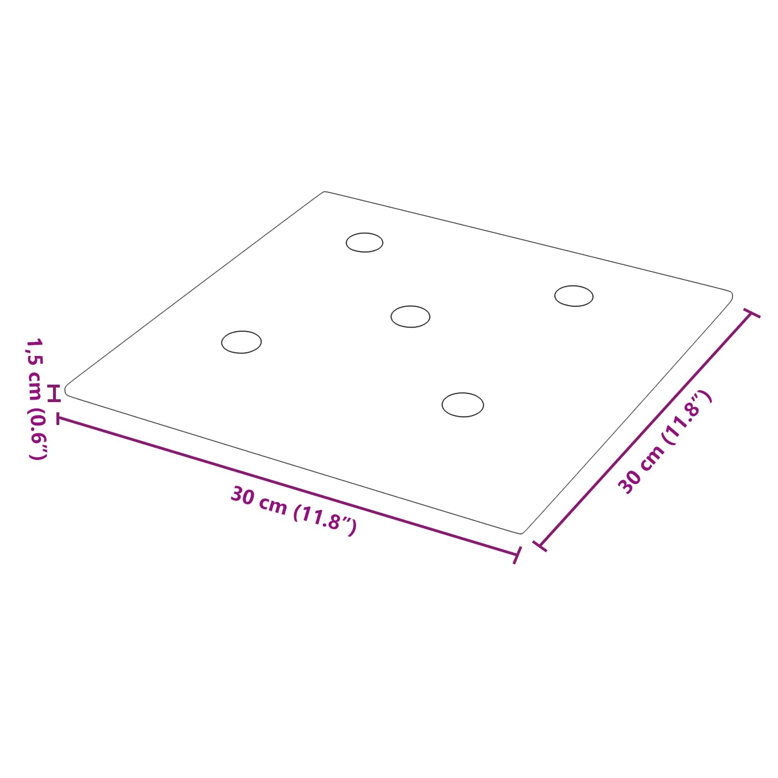 Zidna uzglavlja 12 pcs Vinska crvena 30 x 30 cm Lažna koža