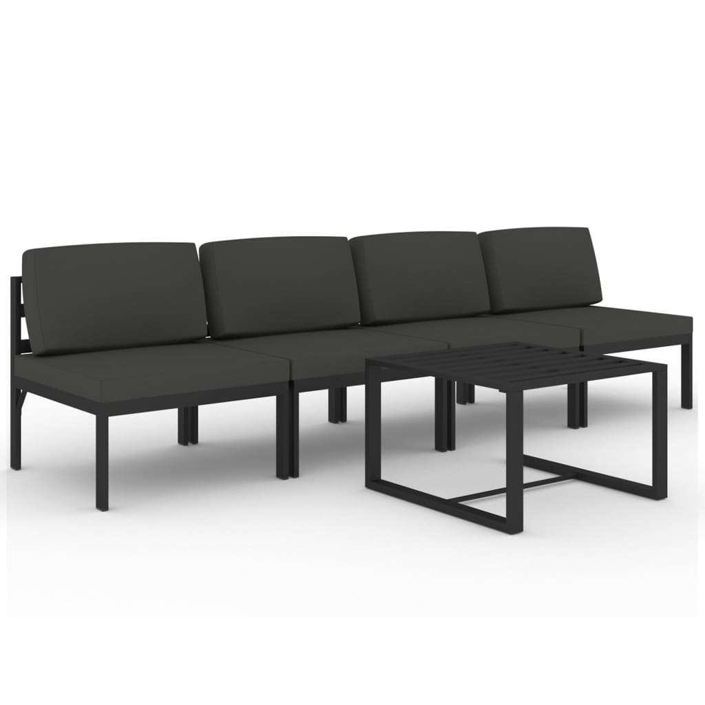 5-dijelna vrtna garnitura s jastucima aluminijska antracit
