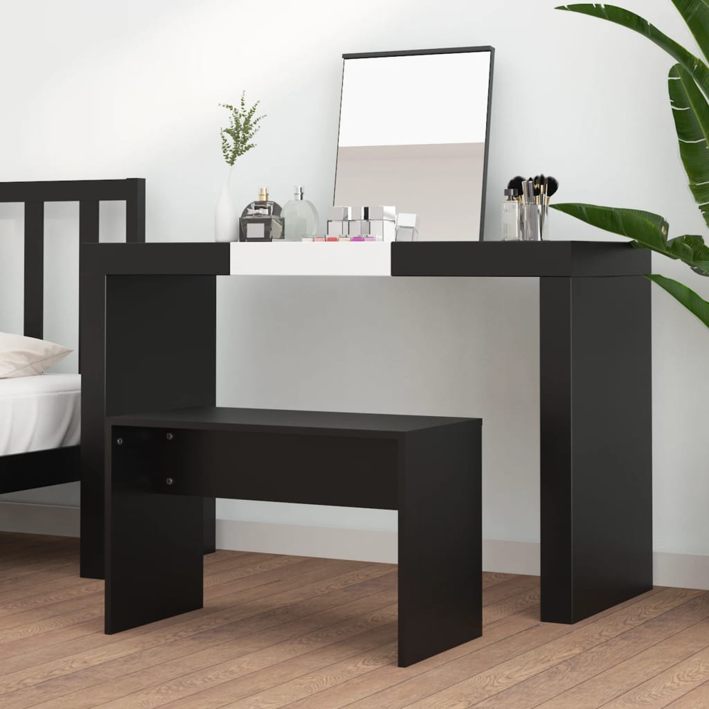 Toaletni stolac crni 70 x 35 x 45 cm od konstruiranog drva