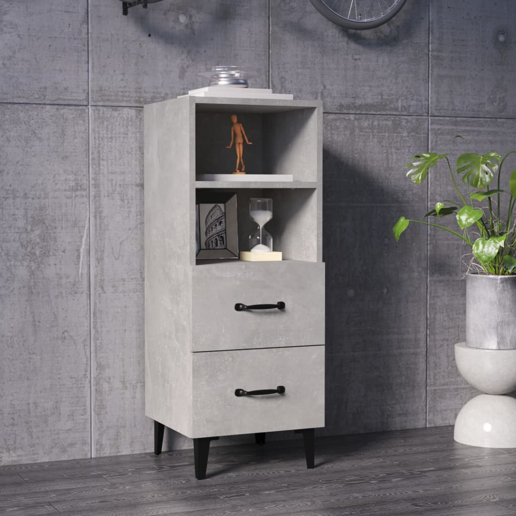 Komoda siva boja betona 34,5x34x90 cm od konstruiranog drva
