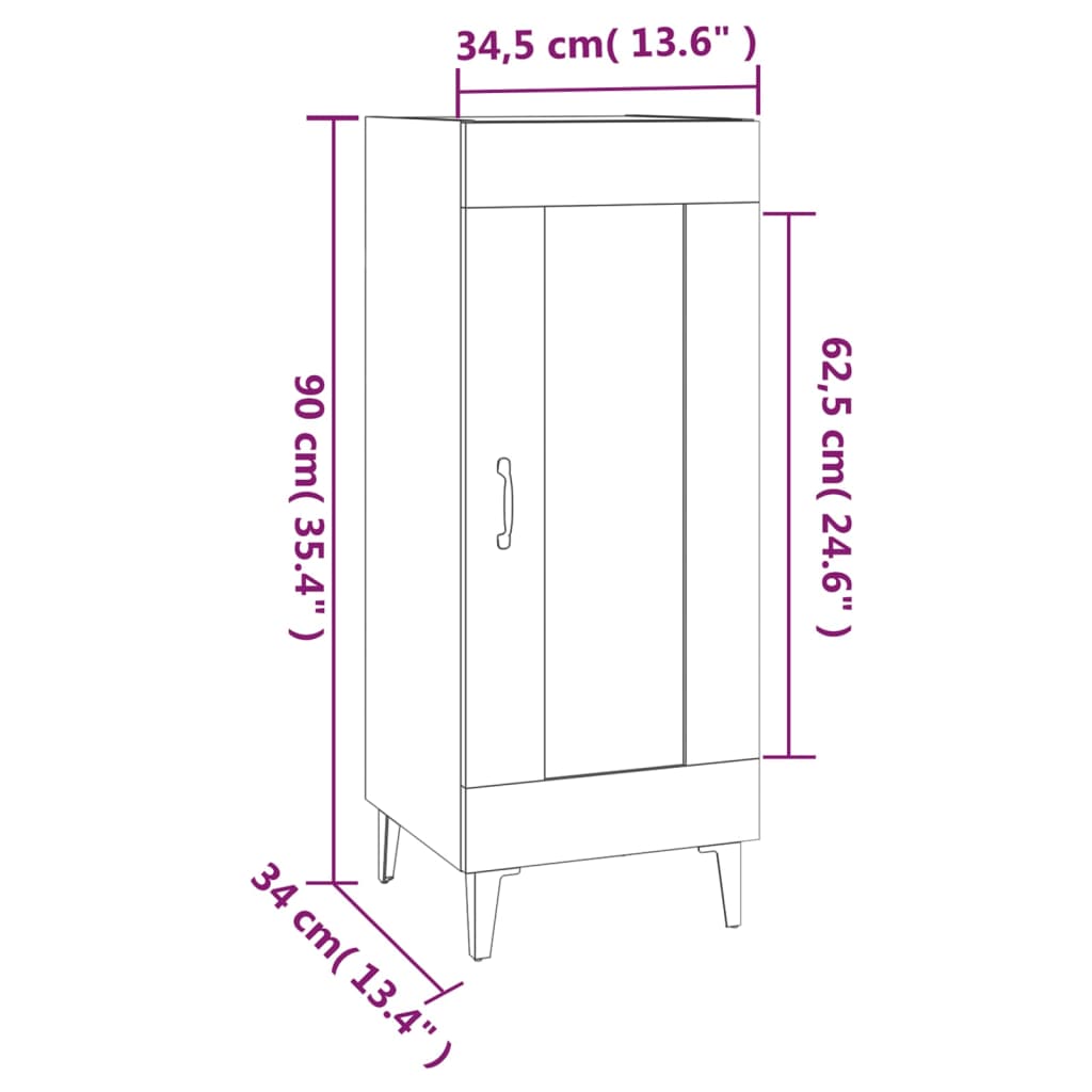 Komoda crna 34,5 x 34 x 90 cm od konstruiranog drva