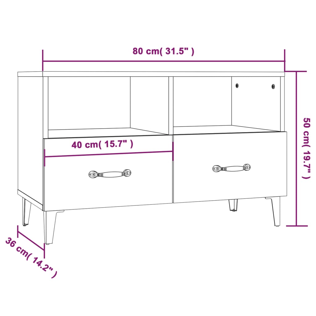 TV ormarić crni 80 x 36 x 50 cm od konstruiranog drva