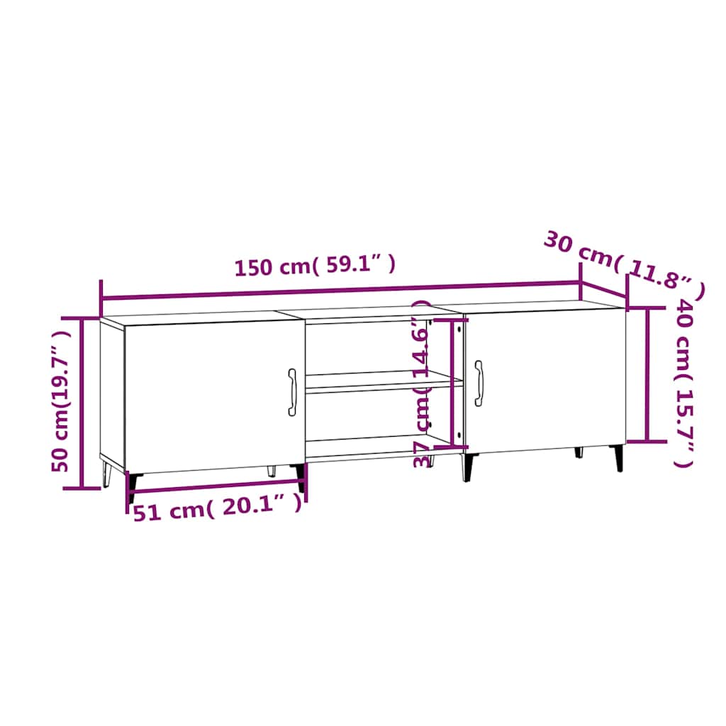 TV ormarić boja hrasta 150x30x50 cm od konstruiranog drva