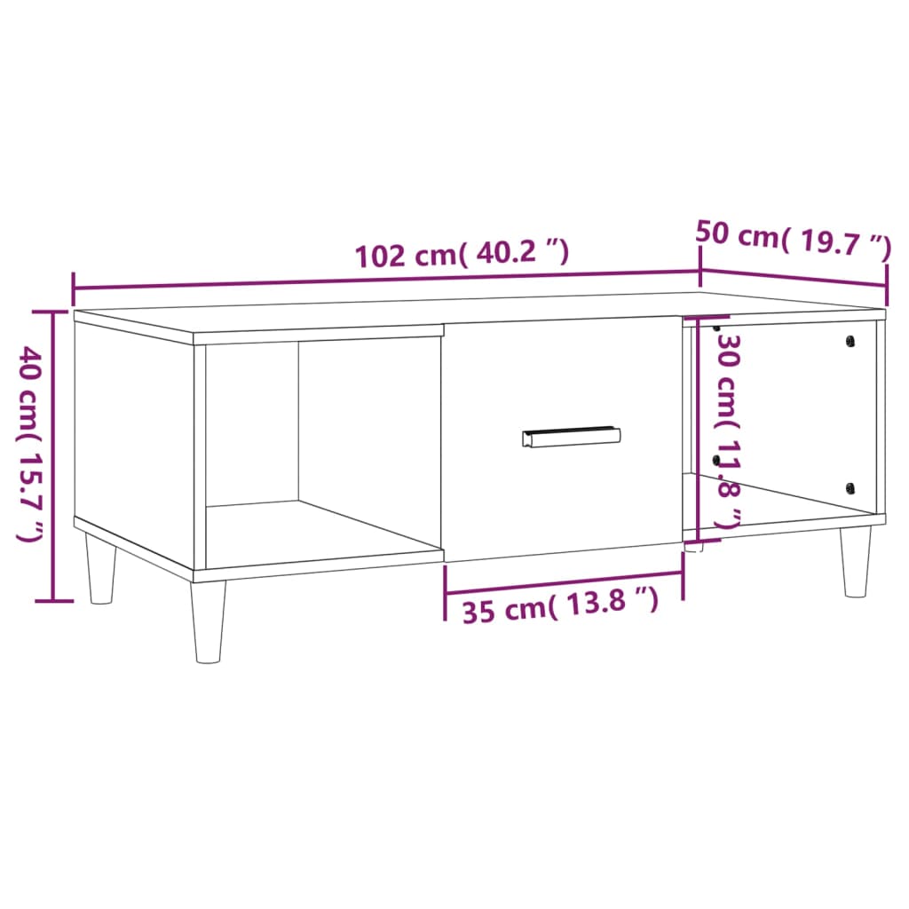 Stolić za kavu crni 102 x 50 x 40 cm od konstruiranog drva