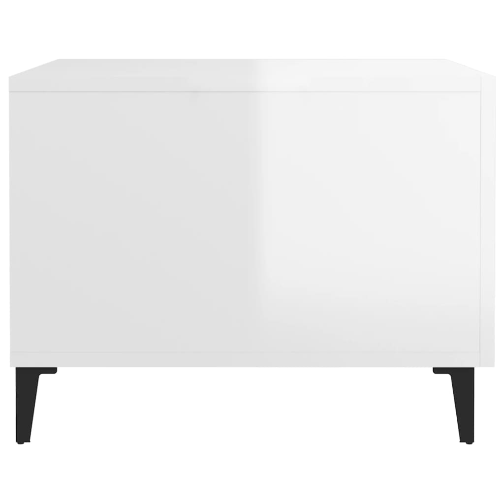 Stolić za kavu s metalnim nogama sjajni bijeli 50 x 50 x 40 cm