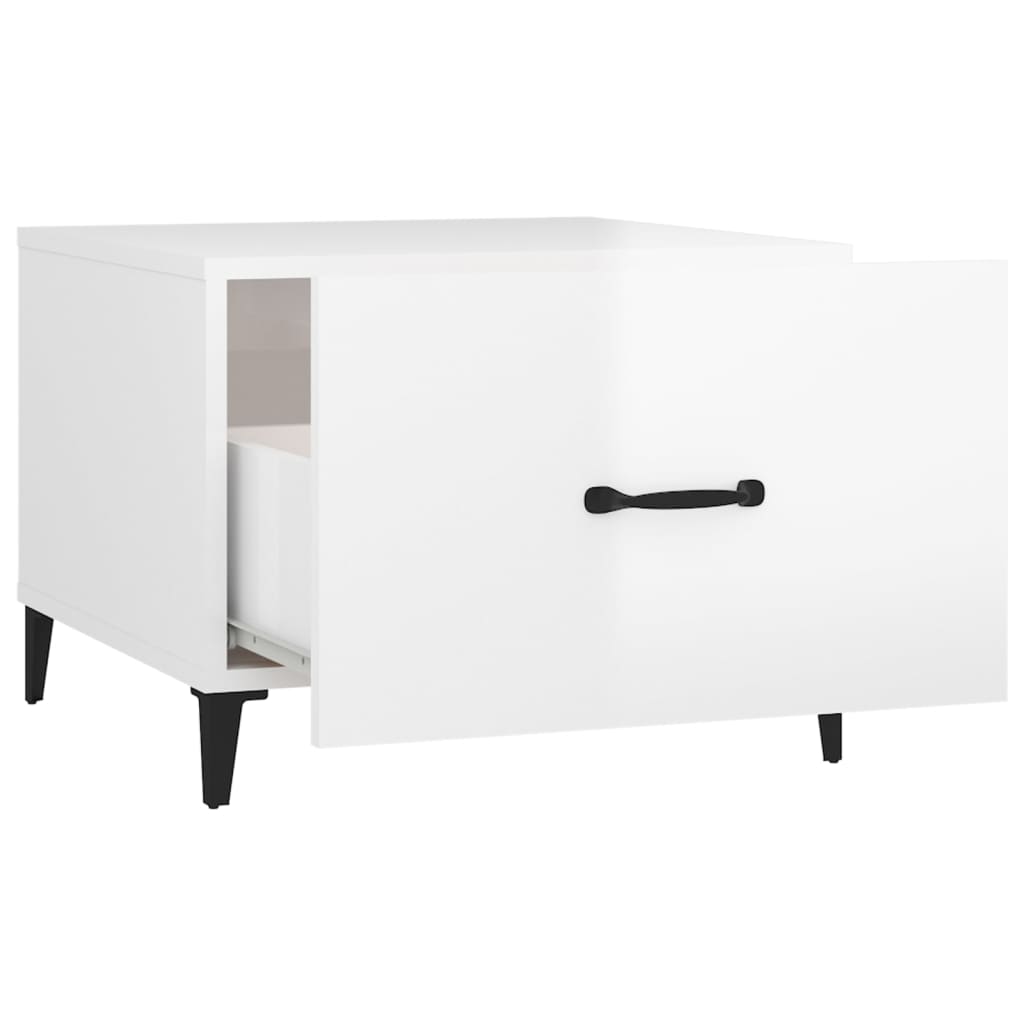 Stolić za kavu s metalnim nogama 2 kom sjajni bijeli 50x50x40cm