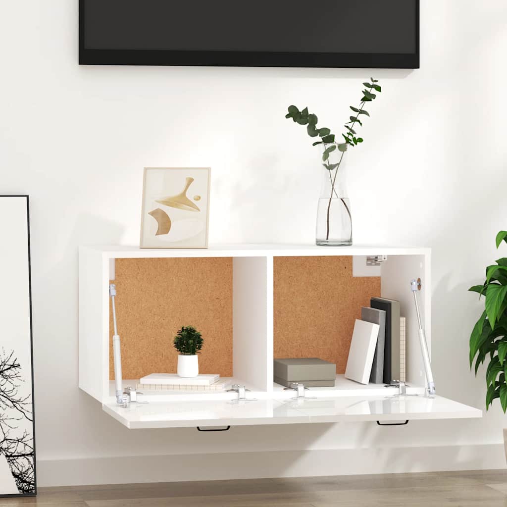 Zidni ormarić sjajni bijeli 80 x 36,5 x 35 cm konstruirano drvo