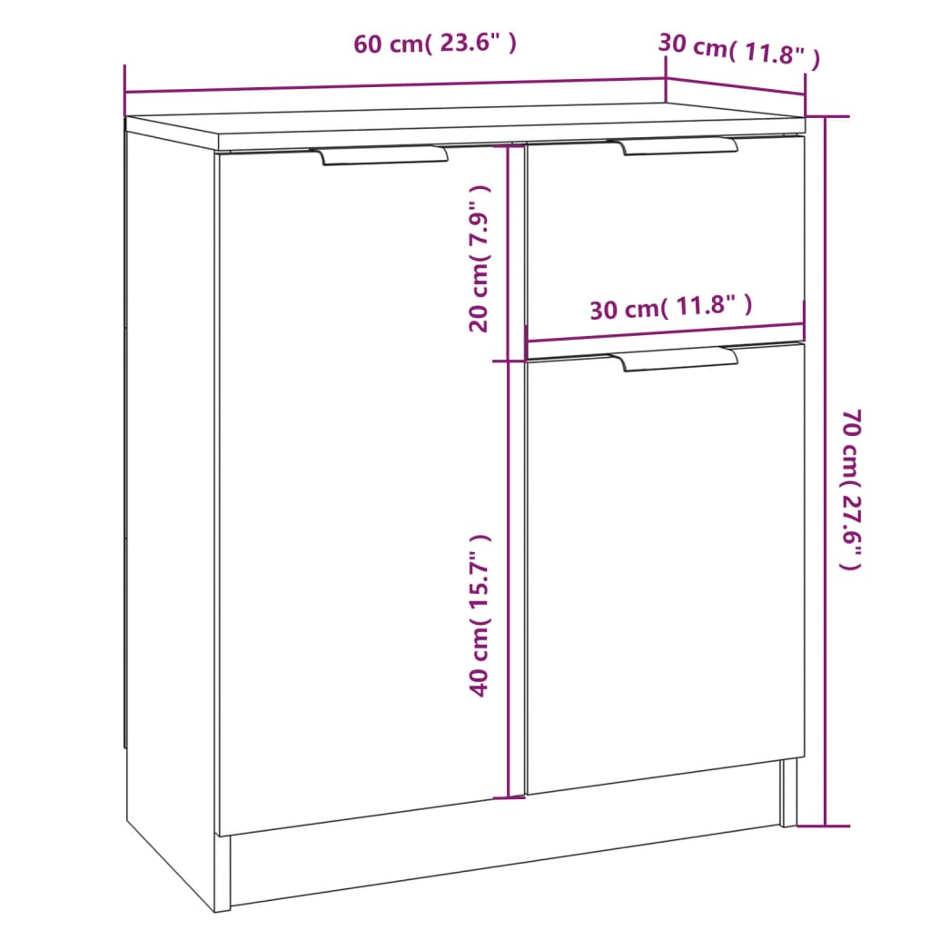 Komoda boja dimljenog hrasta 60x30x70 cm od konstruiranog drva