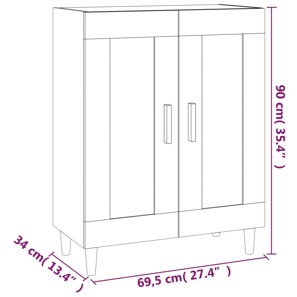 Komoda boja smeđeg hrasta 69,5 x 34 x 90 cm konstruirano drvo