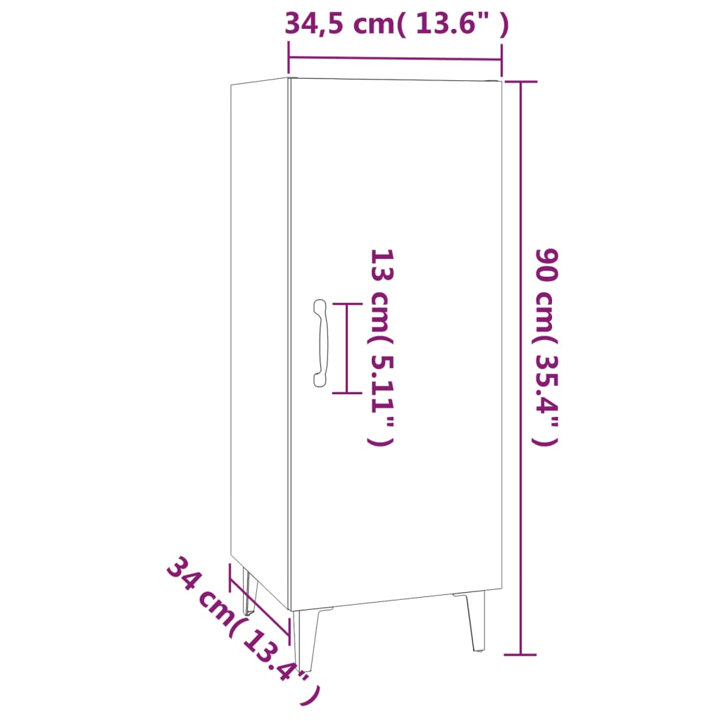 Komoda boja dimljenog hrasta 34,5x34x90 cm konstruirano drvo