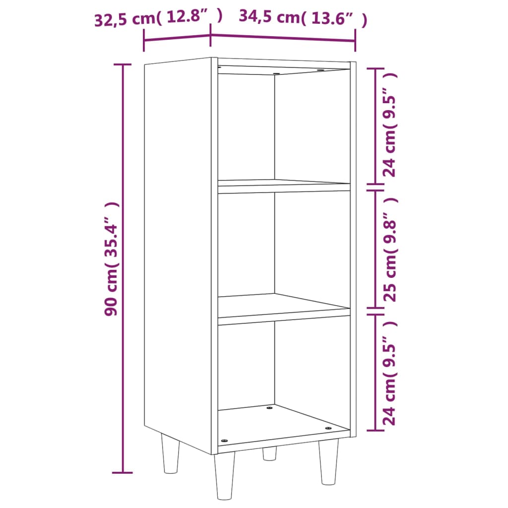 Komoda boja hrasta sonome 34,5x32,5x90 cm konstruirano drvo