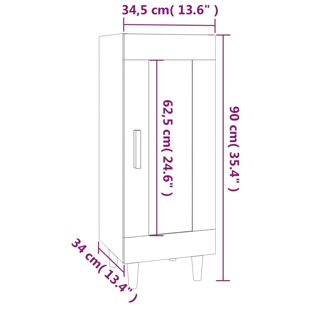 Komoda boja dimljenog hrasta 34,5x34x90 cm konstruirano drvo
