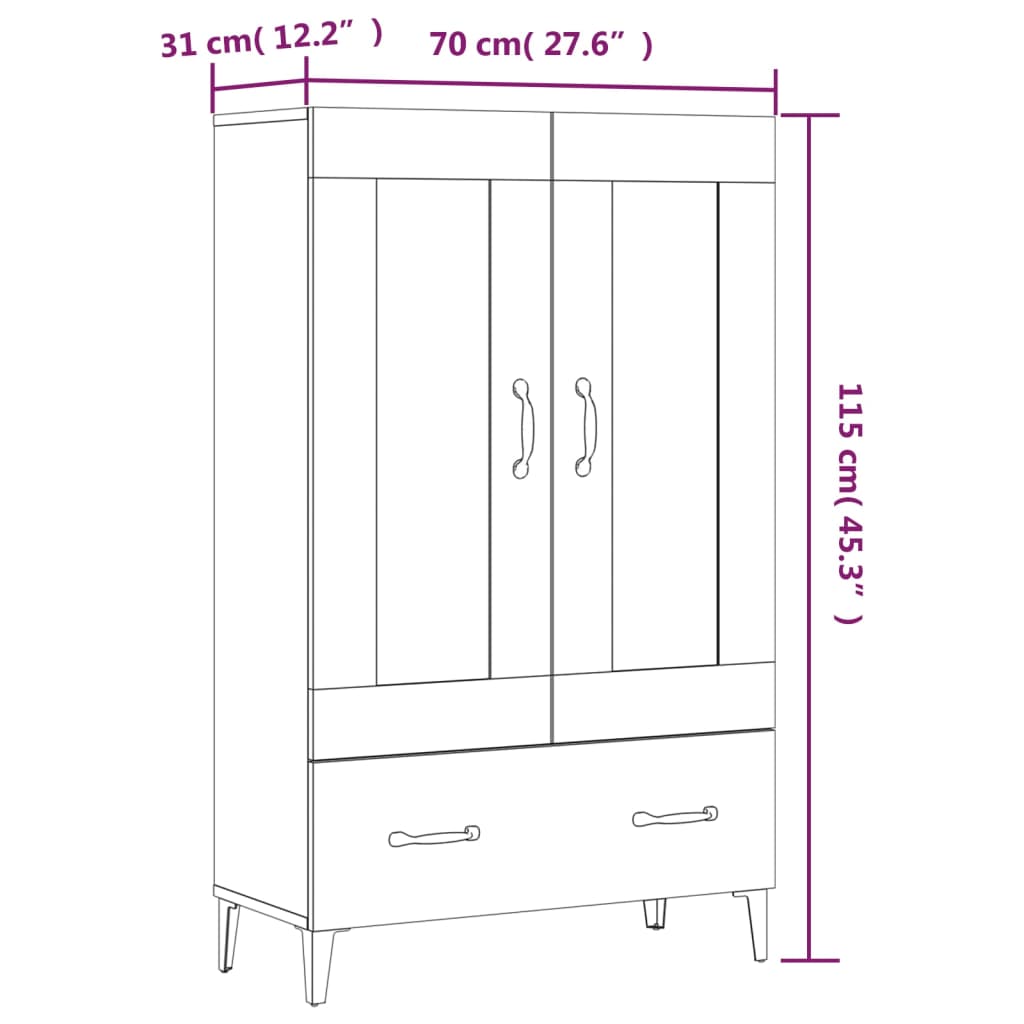 Komoda boja dimljenog hrasta 70 x 31 x 115 cm konstruirano drvo
