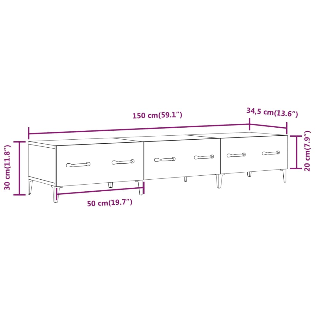 TV ormarić boja hrasta 150 x 34,5 x 30 cm konstruirano drvo