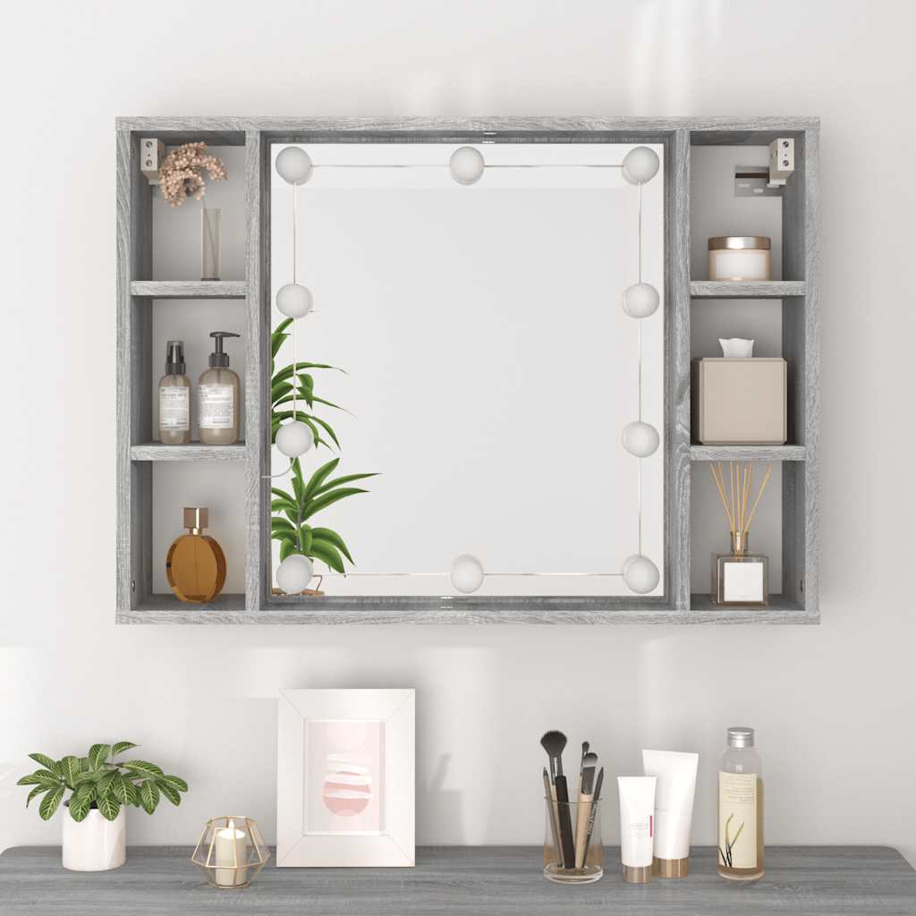 Ormarić s ogledalom LED boja hrasta sonome 76x15x55 cm
