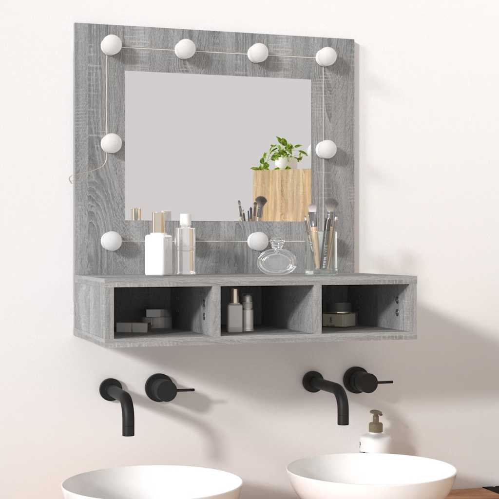 Ormarić s ogledalom LED boja hrasta sonome 60x31,5x62 cm