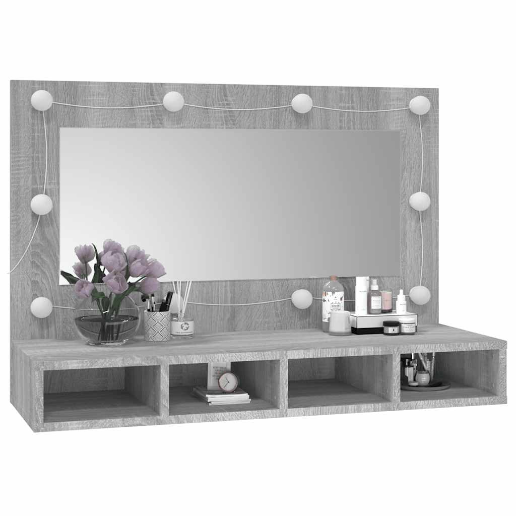 Ormarić s ogledalom LED boja hrasta sonome 90x31,5x62 cm