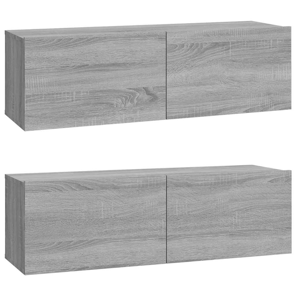 Zidni TV ormarići 2 kom boja sivog hrasta 100x30x30 cm drveni