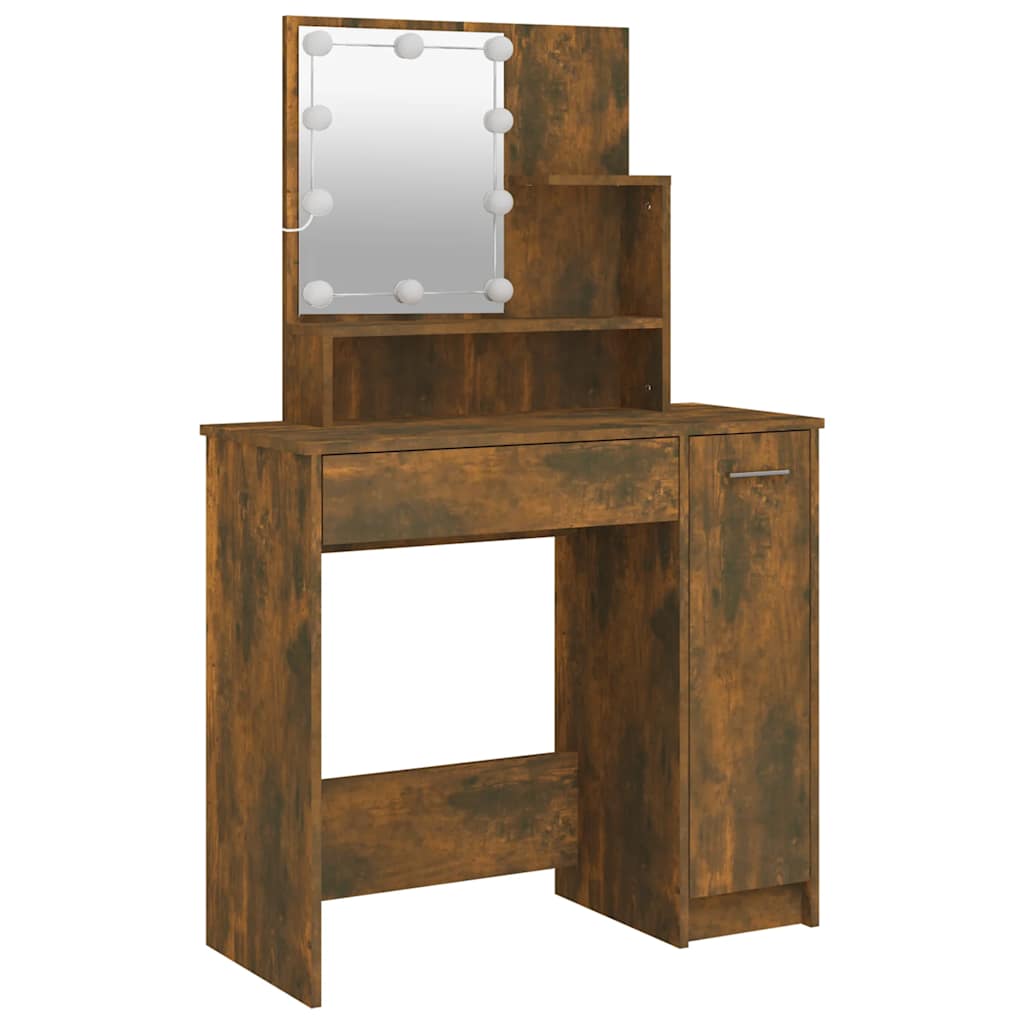 Toaletni stolić LED boja dimljenog hrasta 86,5x35x136 cm