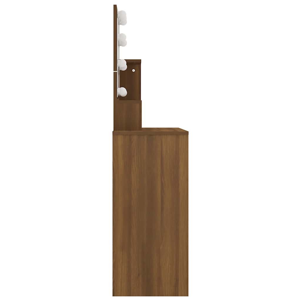 Toaletni stolić LED boja smeđeg hrasta 86,5x35x136 cm