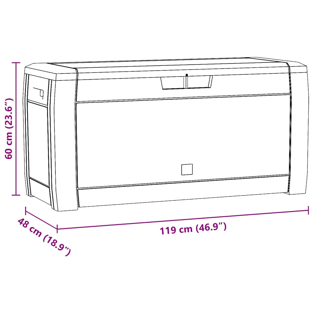 Vrtna kutija za pohranu smeđa 119 x 48 x 60 cm polipropilen