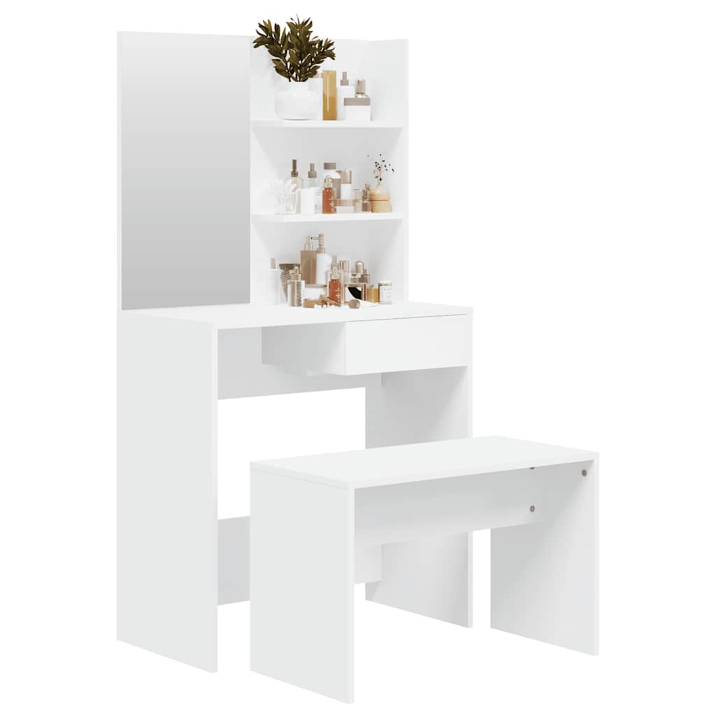Set toaletnog stolića bijeli 74,5 x 40 x 141 cm