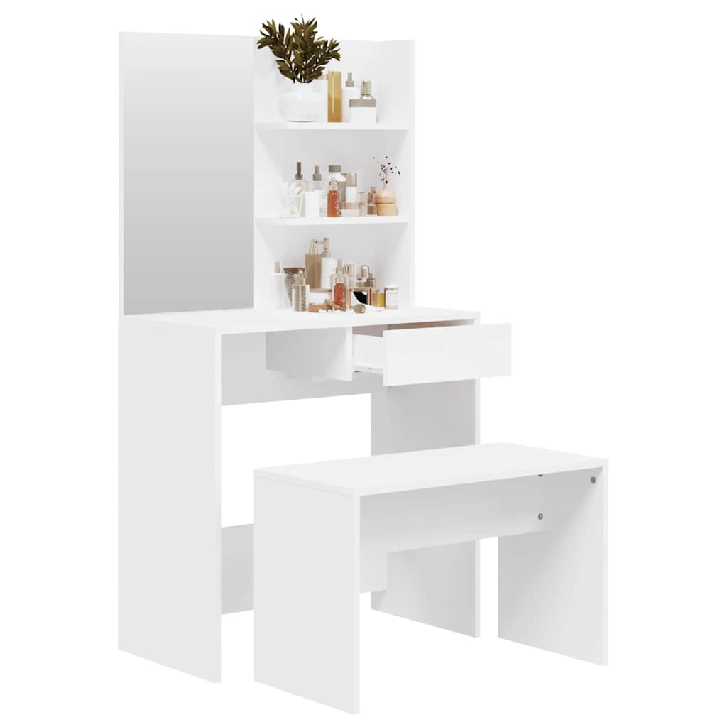 Set toaletnog stolića bijeli 74,5 x 40 x 141 cm