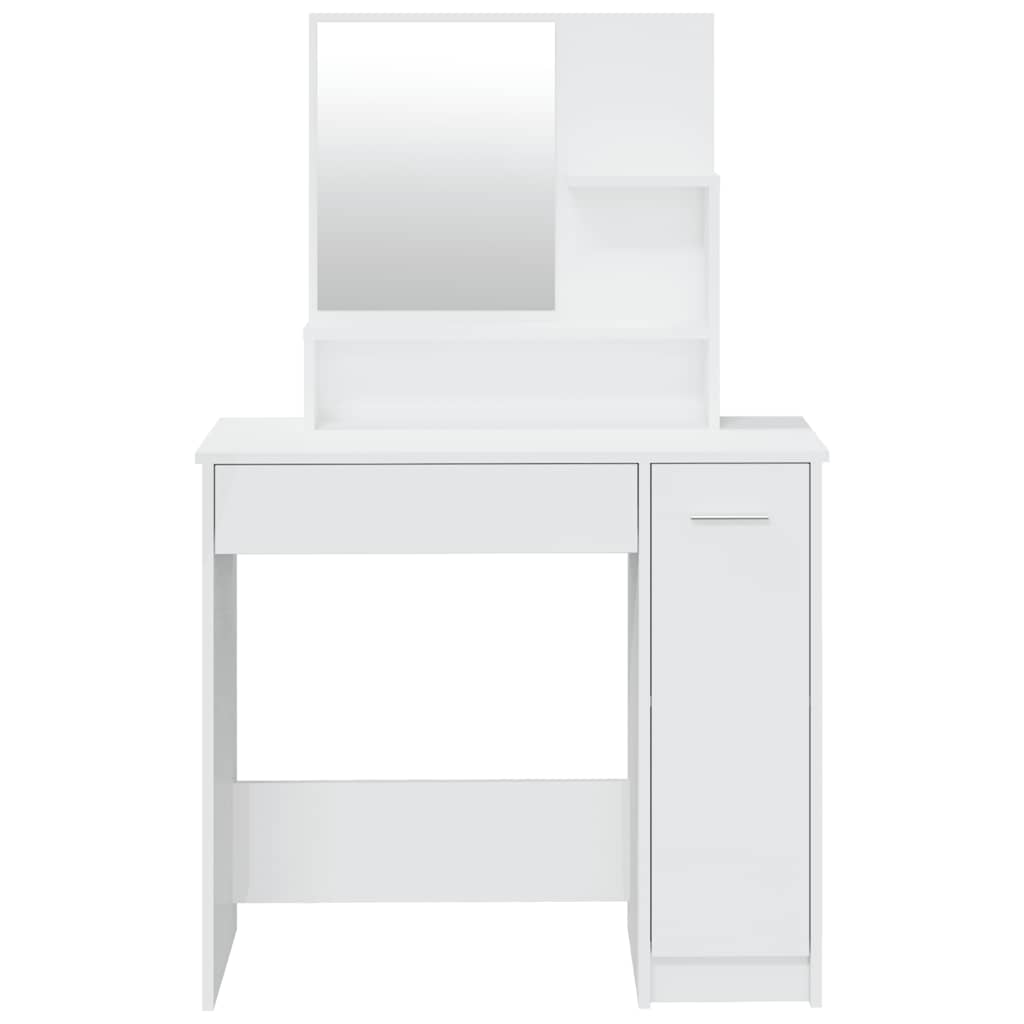 Set toaletnog stolića sjajni bijeli 86,5x35x136 cm