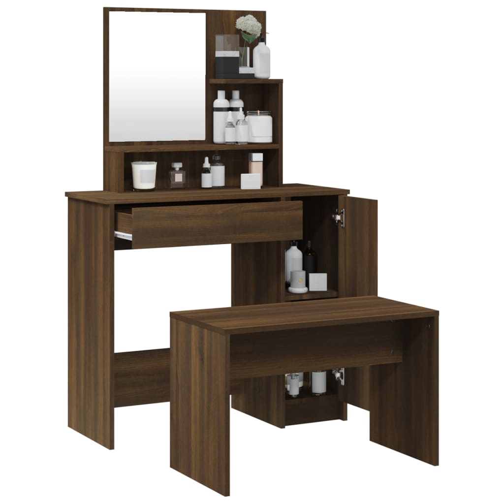 Set toaletni stolić boja smeđeg hrasta 86,5x35x136 cm