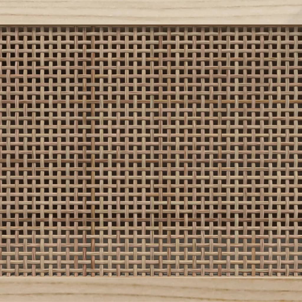 Komoda crna 60 x 30 x 70 cm masivna borovina i prirodni ratan