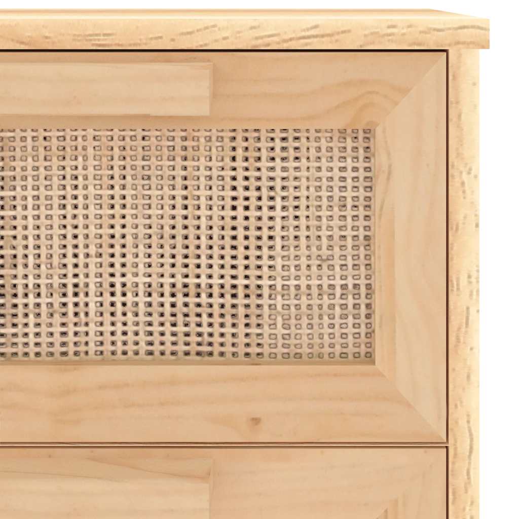 Komoda smeđa 40 x 30 x 90 cm masivna borovina i prirodni ratan