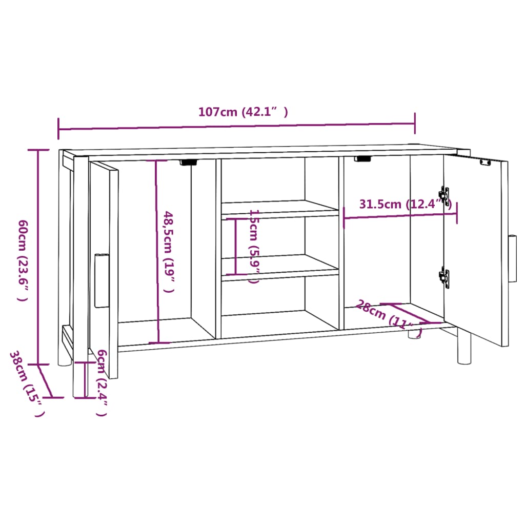 Komoda 107 x 38 x 60 cm od konstruiranog drva