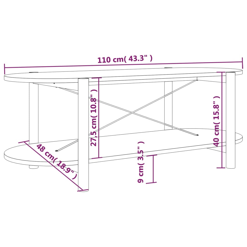 Stolić za kavu bijeli 110 x 48 x 40 cm od konstruiranog drva