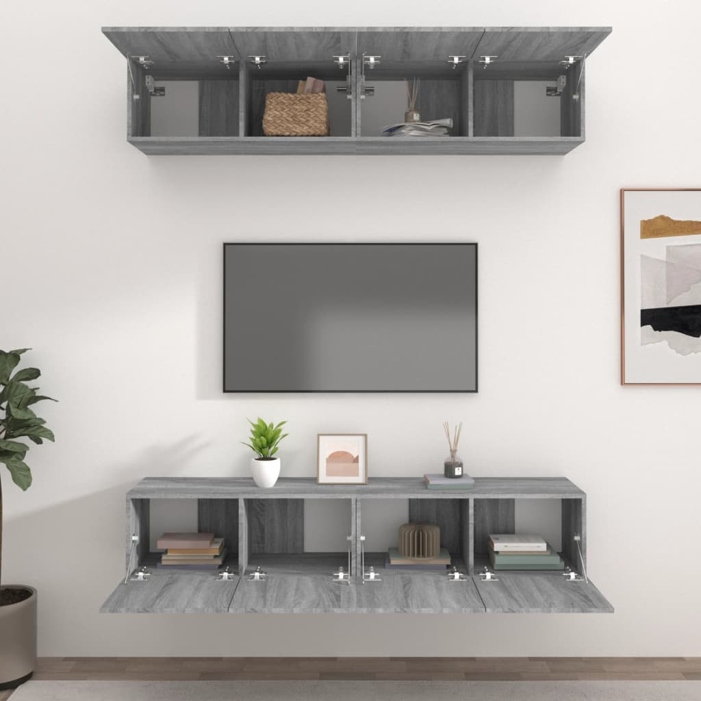 TV ormarići 4 kom boja sivog hrasta sonome 80x30x30 cm drveni