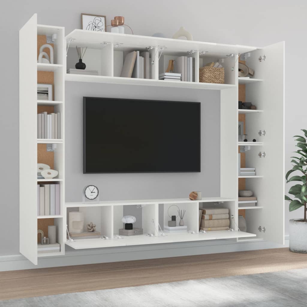 8-dijelni set TV ormarića bijeliod konstruiranog drva