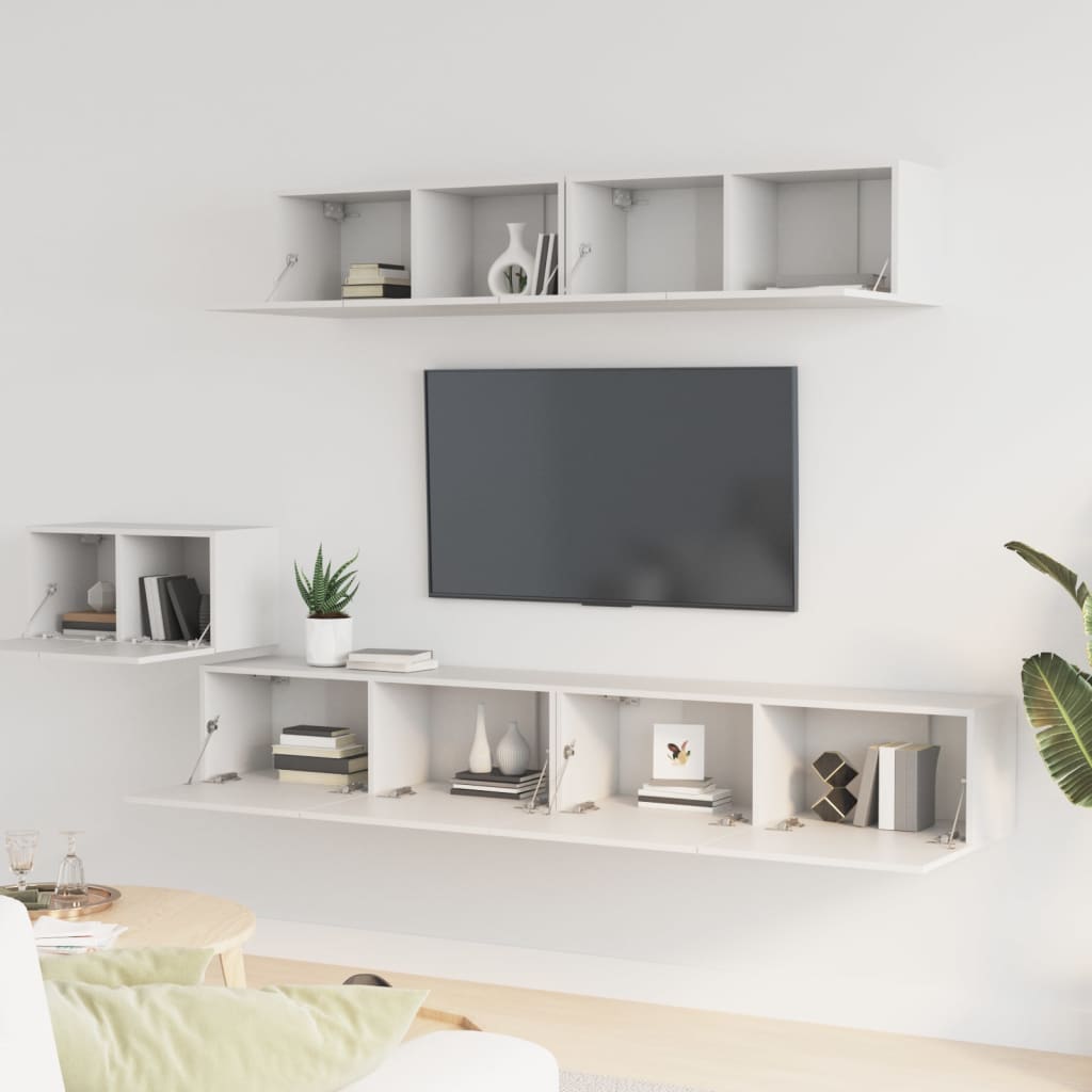 5-dijelni set TV ormarića bijeli od konstruiranog drva