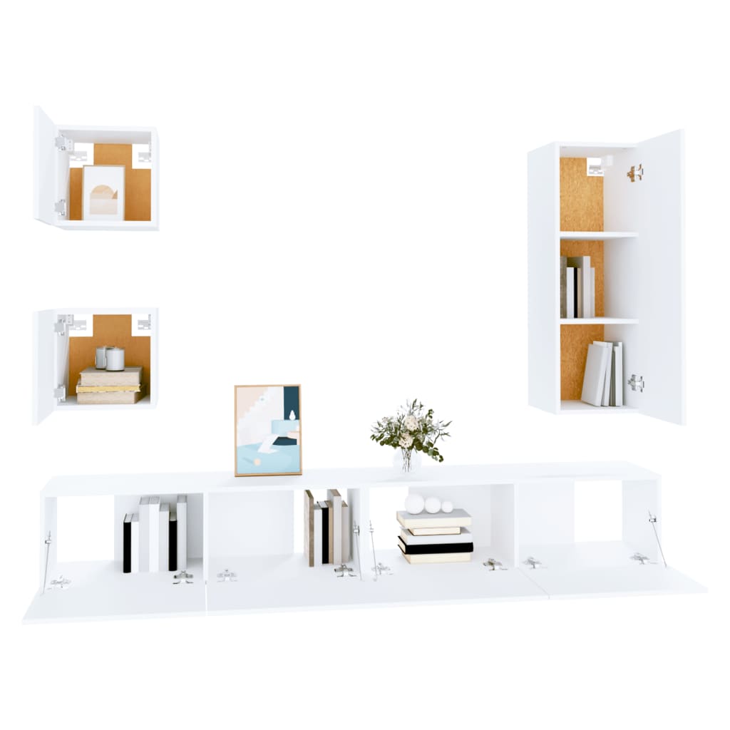 5-dijelni set TV ormarića bijeli od konstruiranog drva