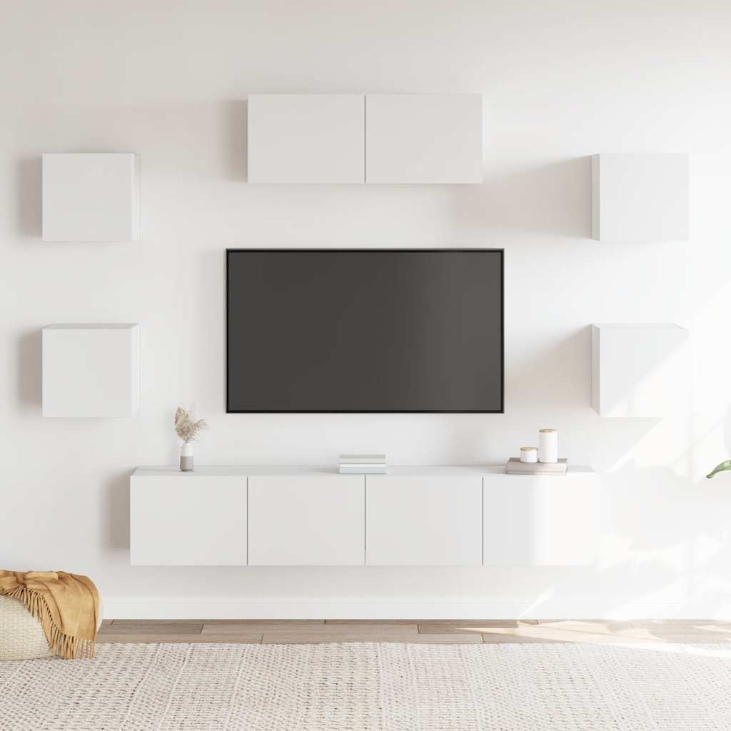 7-dijelni set TV ormarića bijeli od konstruiranog drva