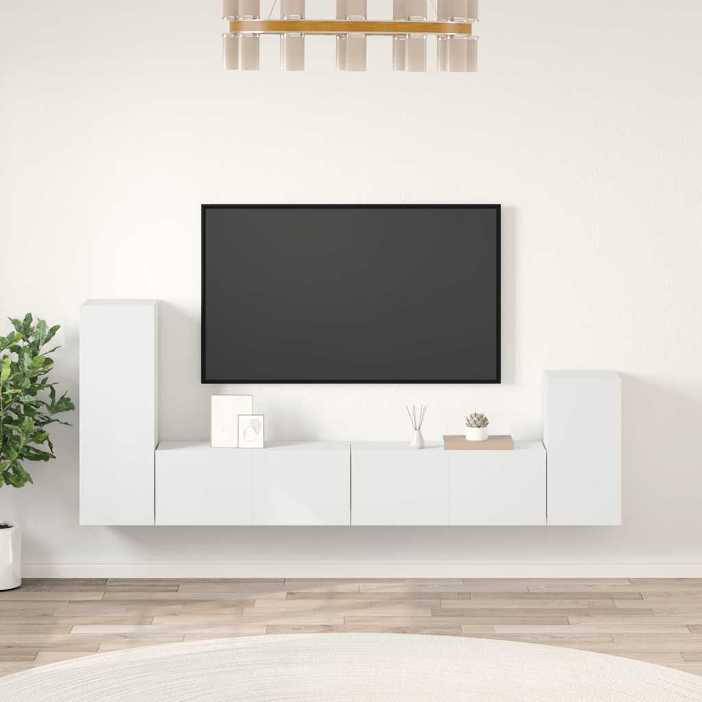 4-dijelni set TV ormarića bijeli od konstruiranog drva