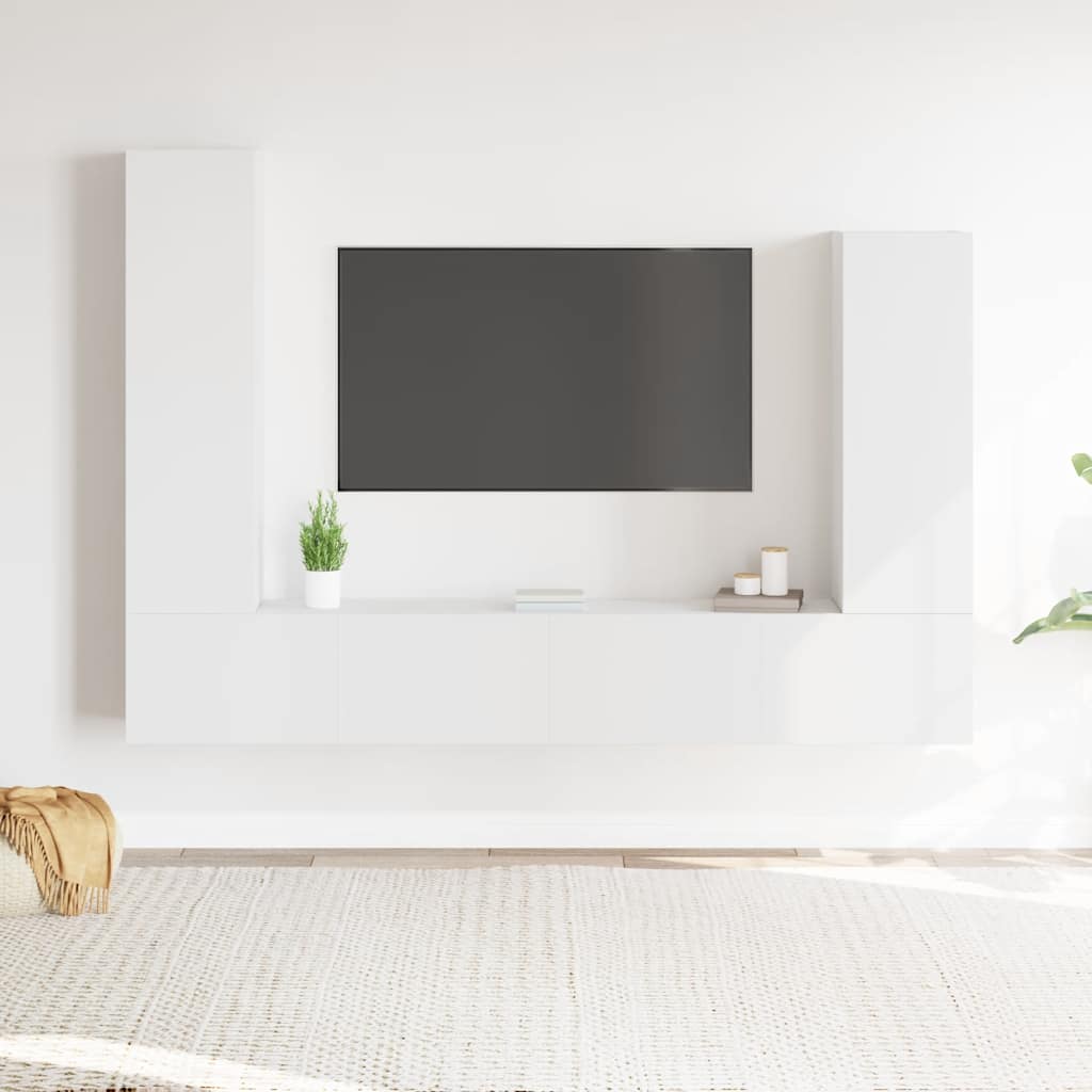 4-dijelni set TV ormarića bijeli od konstruiranog drva