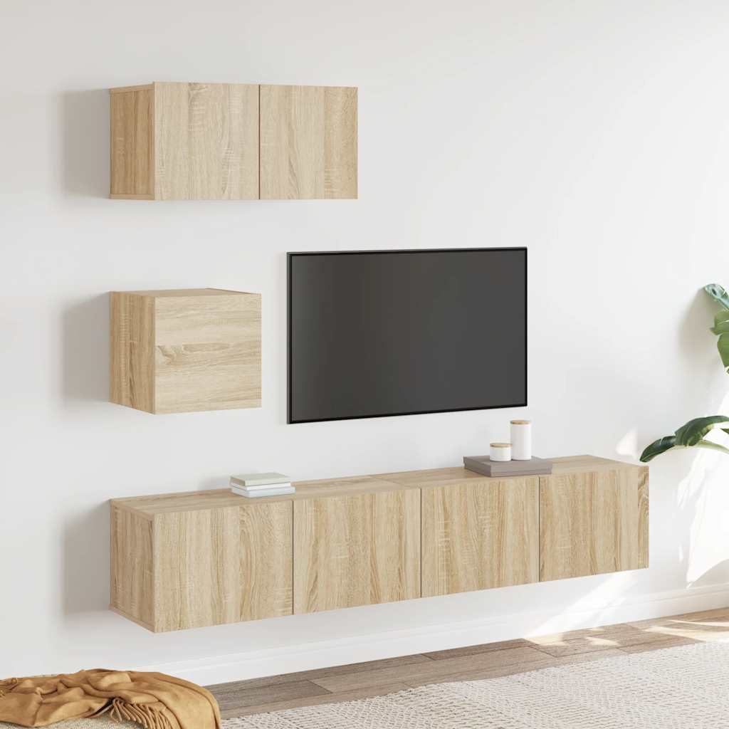 4-dijelni set TV ormarića boja hrasta sonome konstruirano drvo