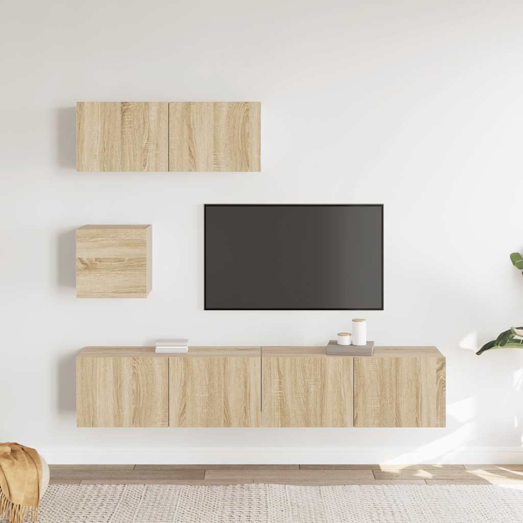 4-dijelni set TV ormarića boja hrasta sonome konstruirano drvo