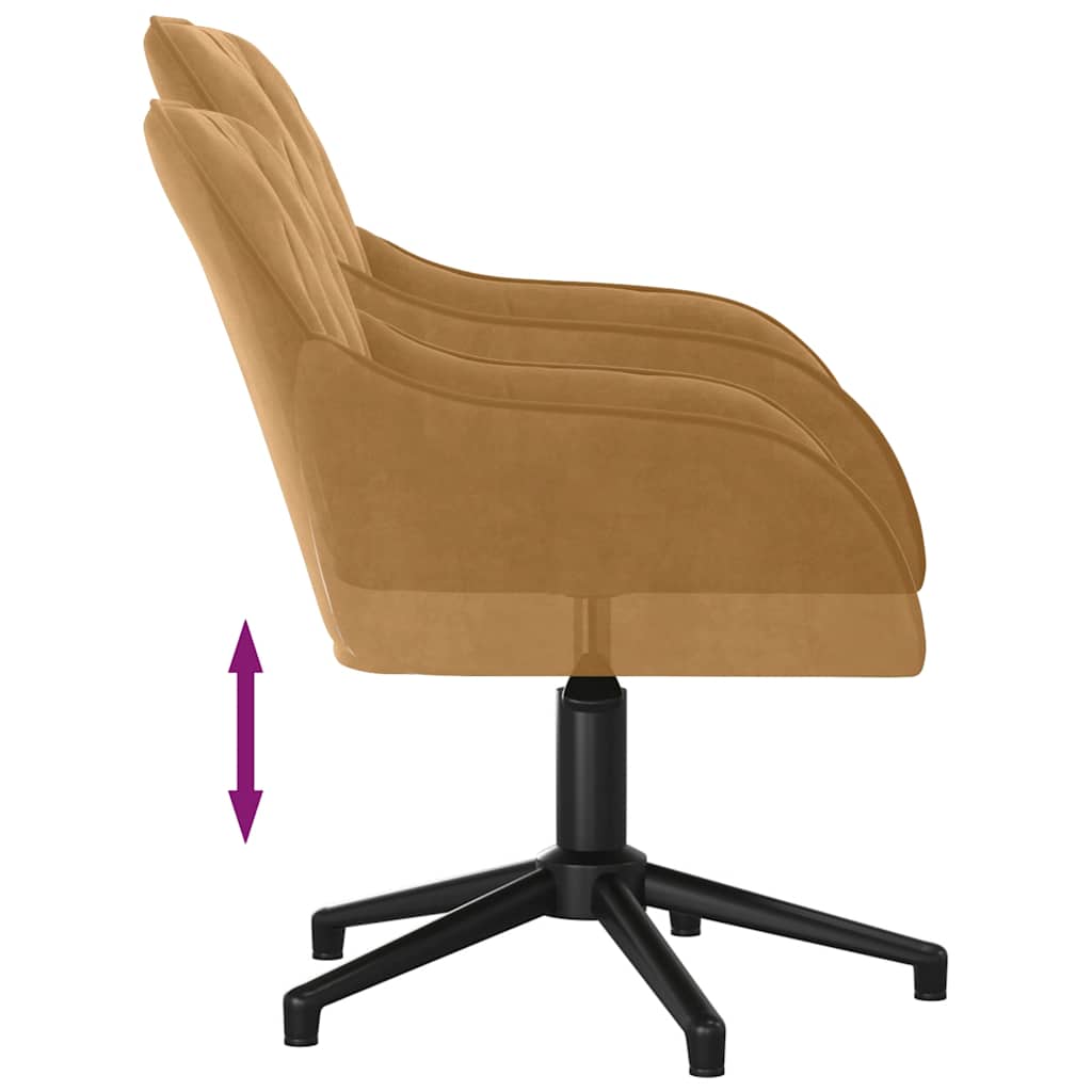 Okretna uredska stolica smeđa baršunasta