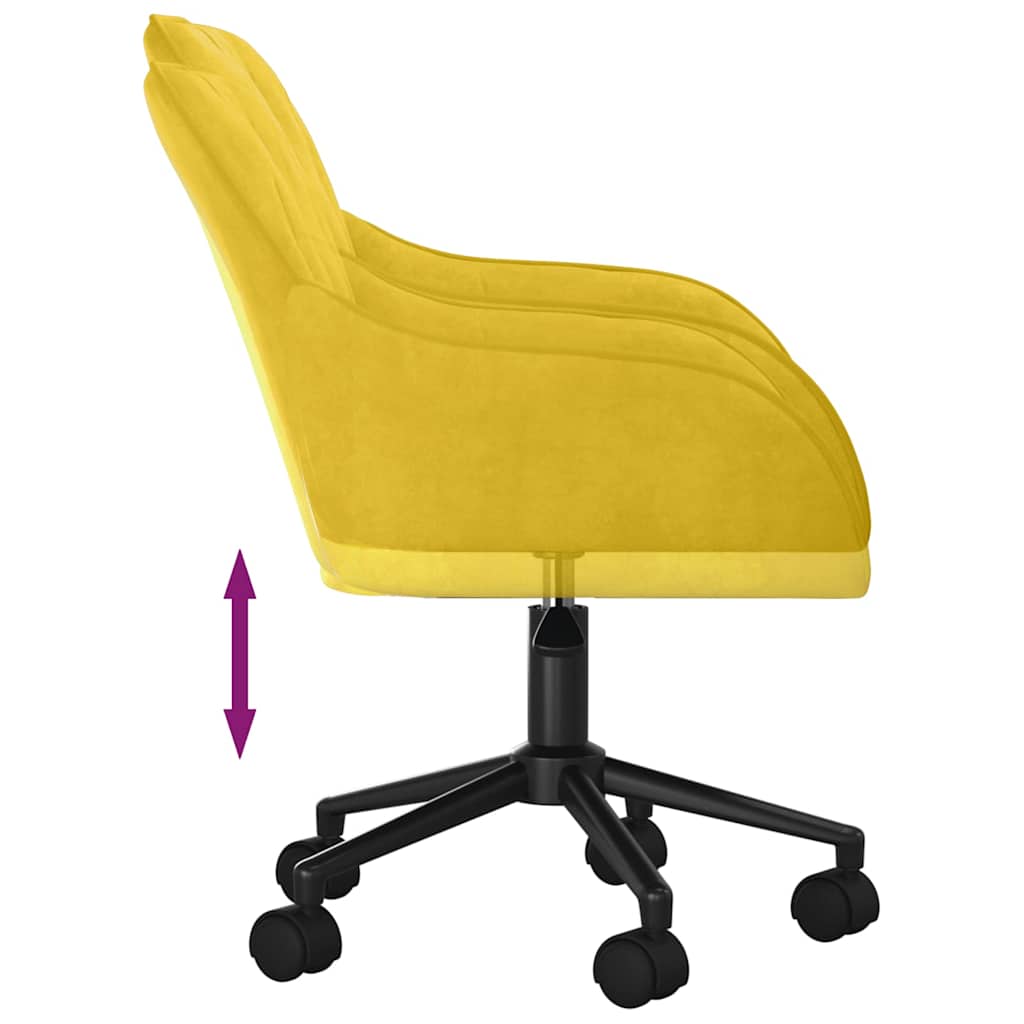Okretna uredska stolica žuta baršunasta