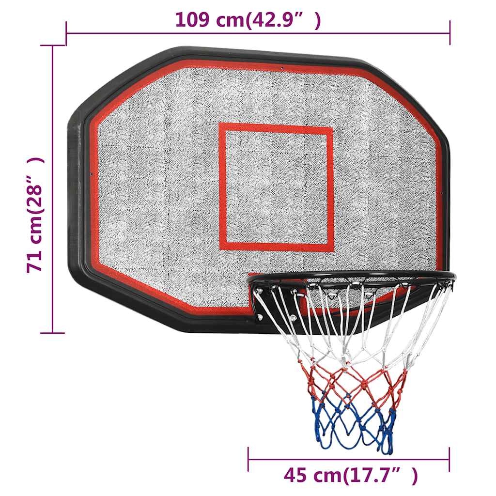 Košarkaška ploča crna 109 x 71 x 3 cm od polietilena