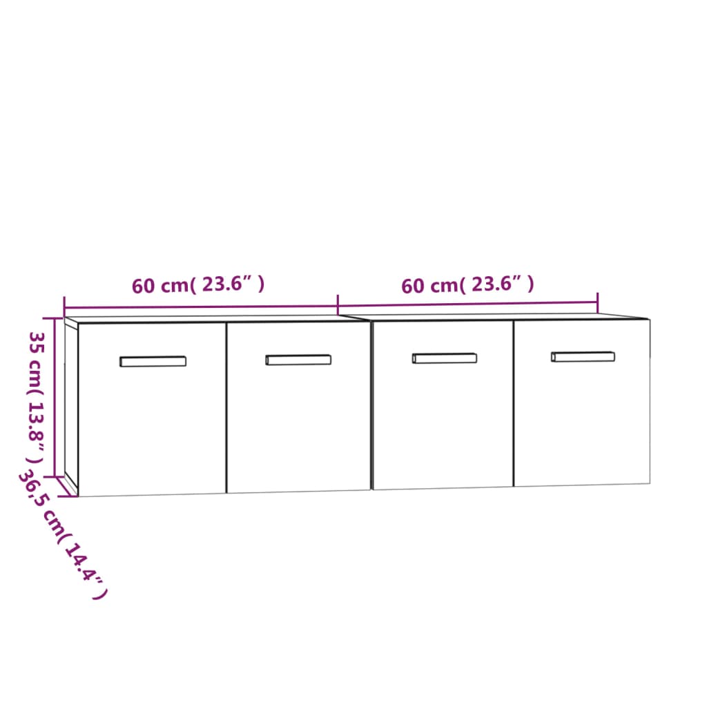 Zidni ormarići 2 kom bijeli 60x36,5x35 cm konstruirano drvo